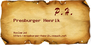Presburger Henrik névjegykártya